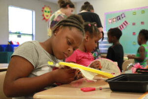 students working on projects